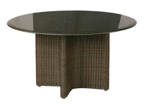 Savannah circular dining table 120 - armchairs not included (java weave / glass insert)