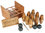 Lawn skittles set (plywood crate / teak skittles with brass trim)