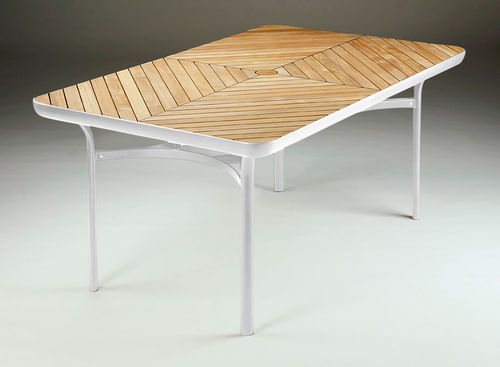 Loop rectangular dining table 160 (arctic white frame / teak top)