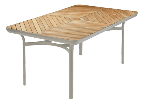 Loop rectangular dining table 160 (quicksilver frame / teak top)