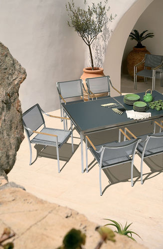 Quattro rectangular dining table - chairs not included (stainless steel frame / slate grey top)