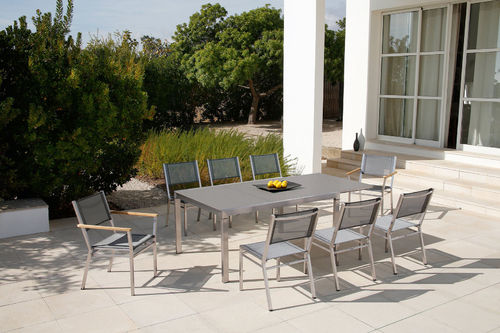 Equinox rectangular extending table 210 - chairs not included (s.steel frame / ash ceramic top)