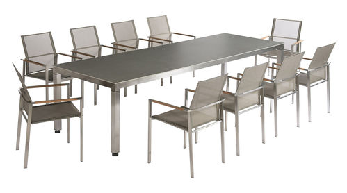Equinox rectangular dining table 3m - chairs not included (stainless steel frame / ash ceramic top)