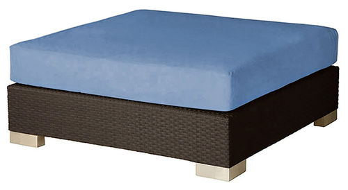 Arizona square ottoman 76 & 12cm cushion (java weave / Sunbrella® fabric - sky blue)