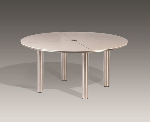 Equinox circular dining table 150 (stainless steel frame / ivory top)