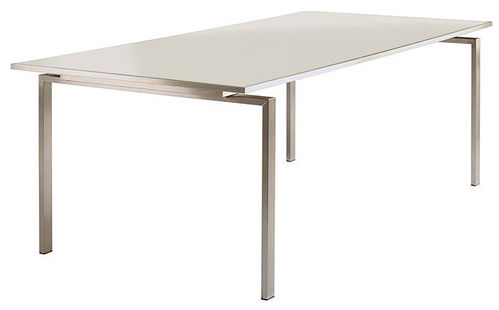 Mercury rectangular dining table 220 (stainless steel frame / white glass top)