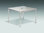 Equinox square dining table 100 - with parasol hole (stainless steel / ivory ceramic top)