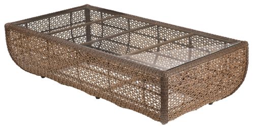 Low rectangular coffee table (java weave / tempered glass insert)