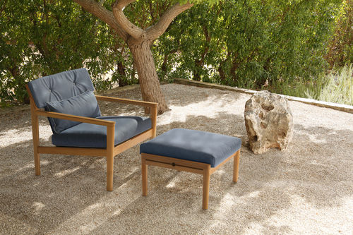 Atom DS armchair, DS ottoman &amp; cushions (teak / denim / carbon sky)